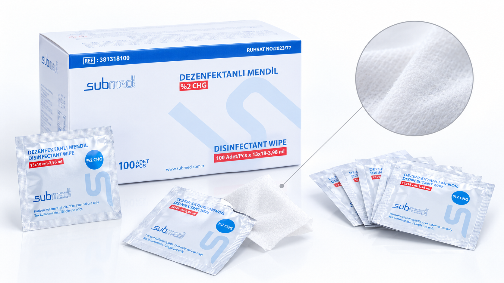SUBMED Alcohol Wipes (2% CHG) 4