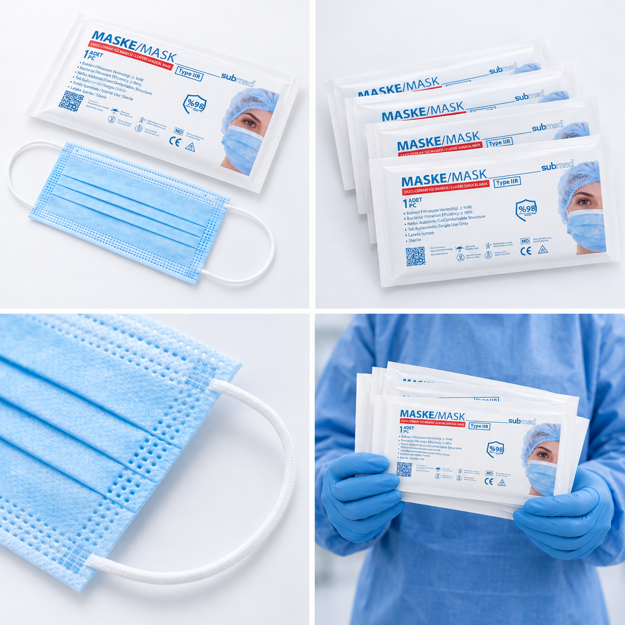 SUBMED Steril Tekli Paketli Flowpack Maske 3