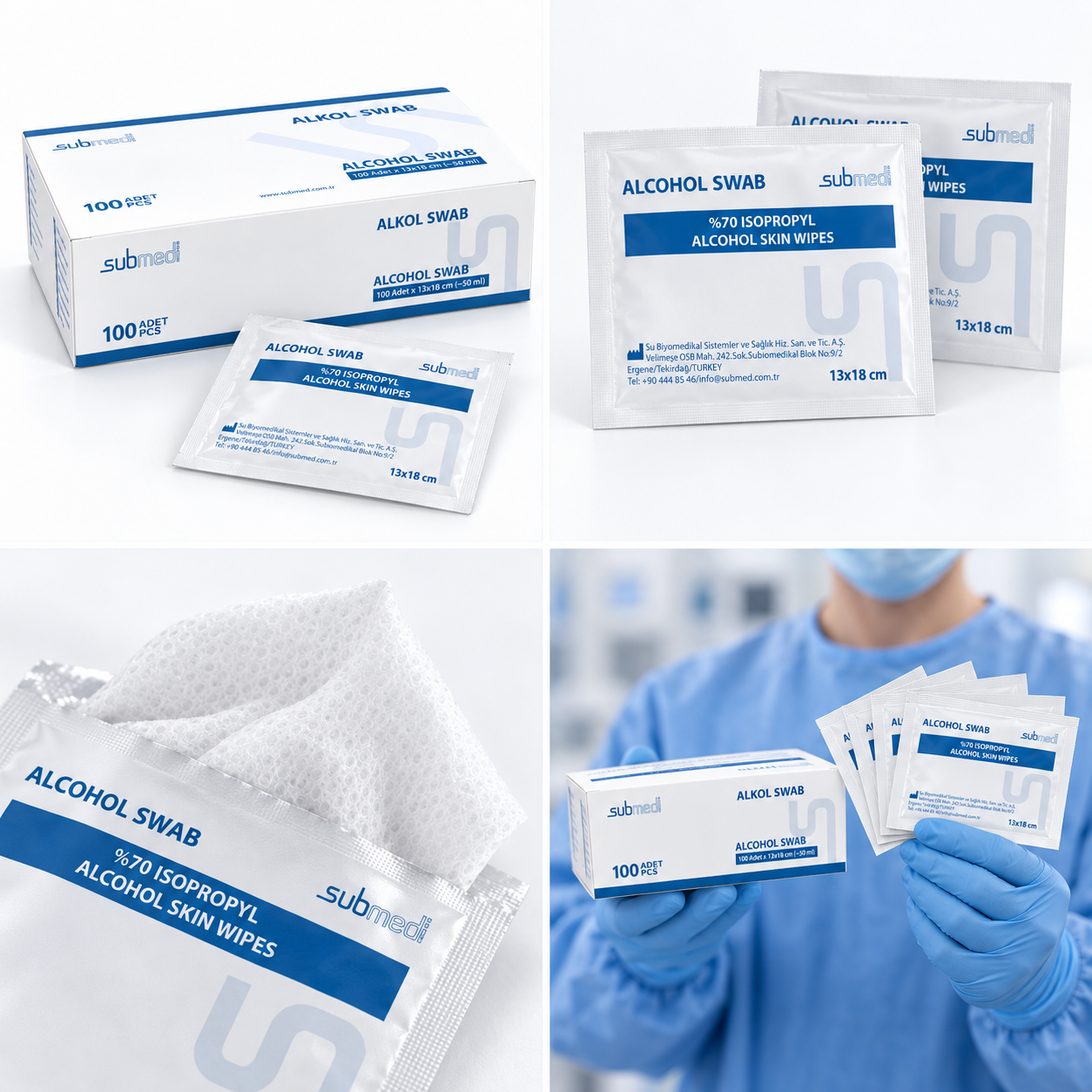 SUBMED Isopropyl Alcohol Wipes (2% CHG/70% IPA) 4