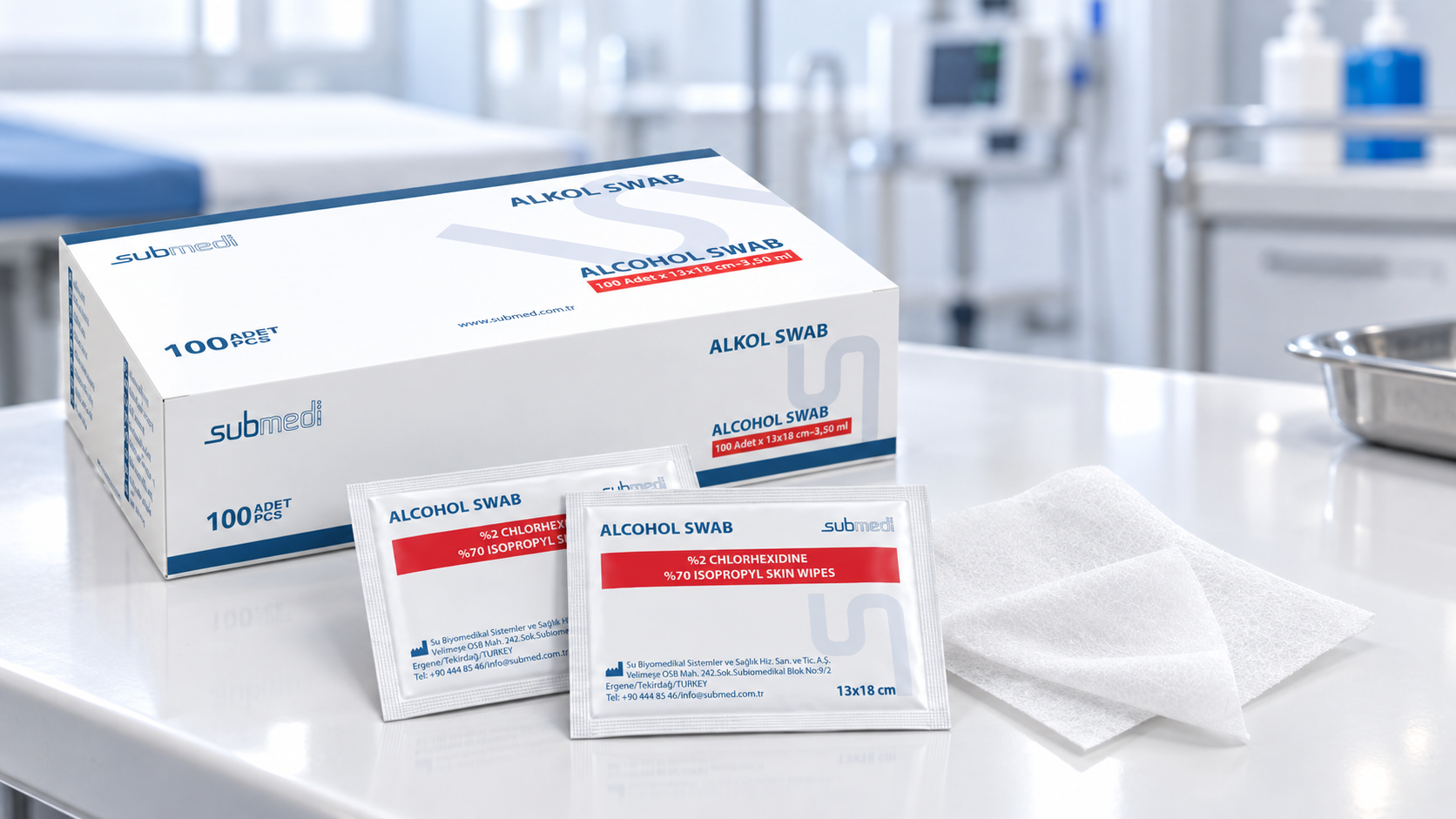 SUBMED Alcohol Wipes (2% CHG/70% IPA) 2