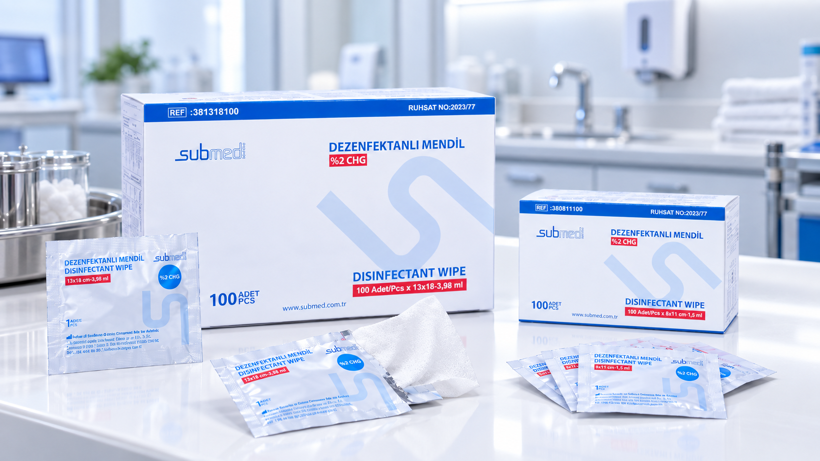 SUBMED Isopropyl Alcohol Disinfection Wipes (2% CHG/70% IPA) 4