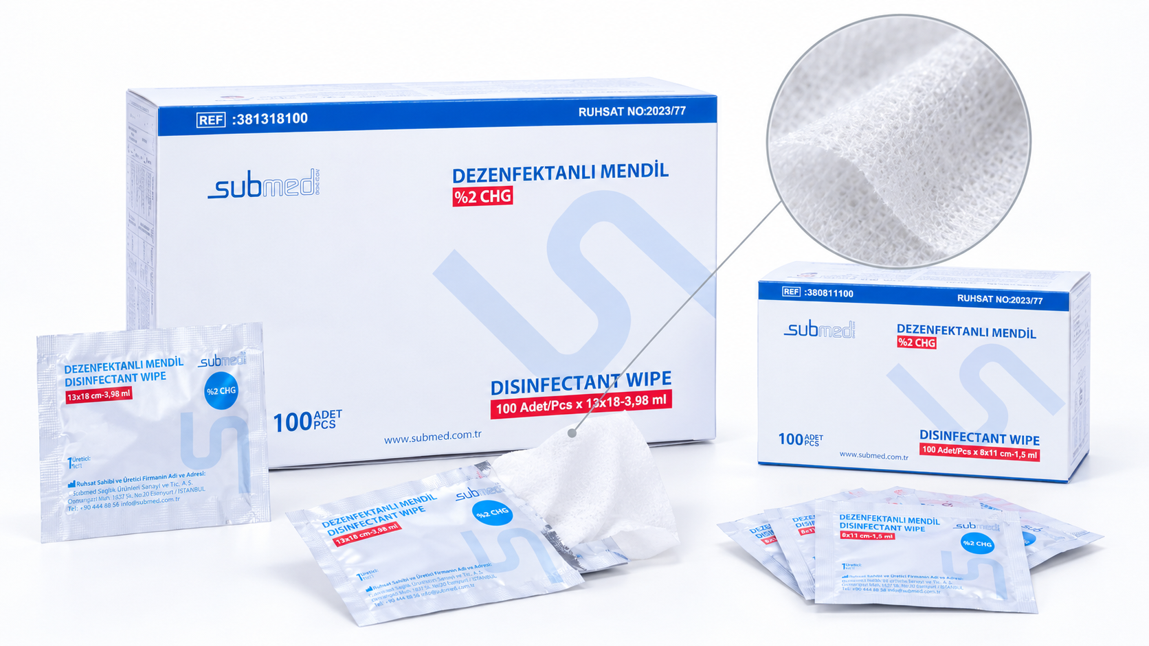SUBMED Isopropyl Alcohol Disinfection Wipes (2% CHG/70% IPA)