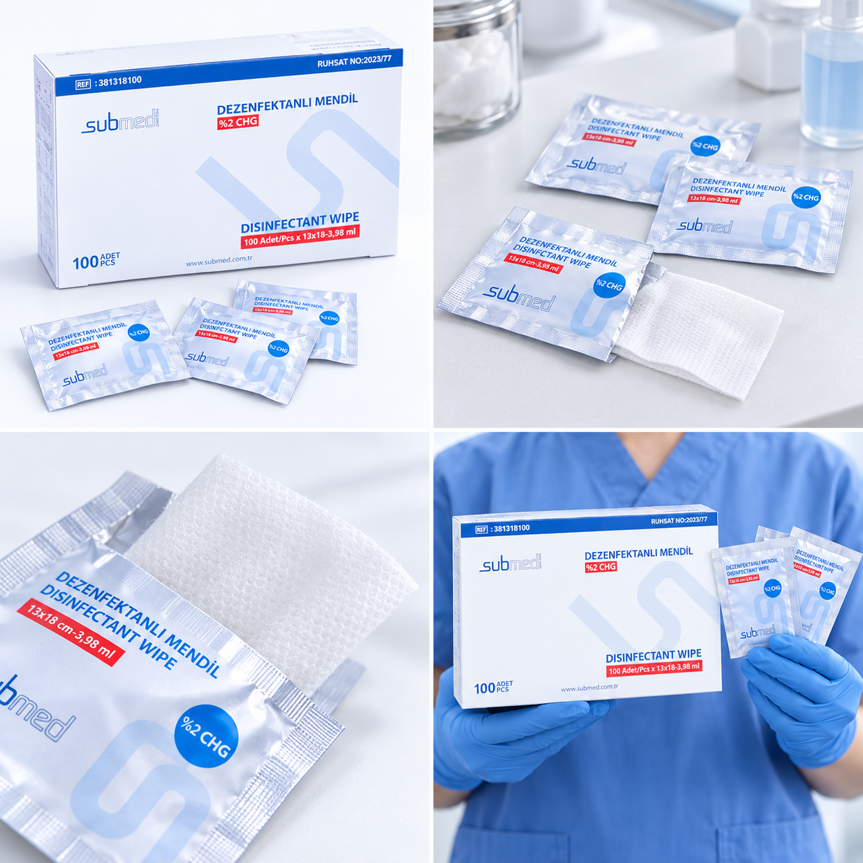 SUBMED Alcohol Wipes (2% CHG)
