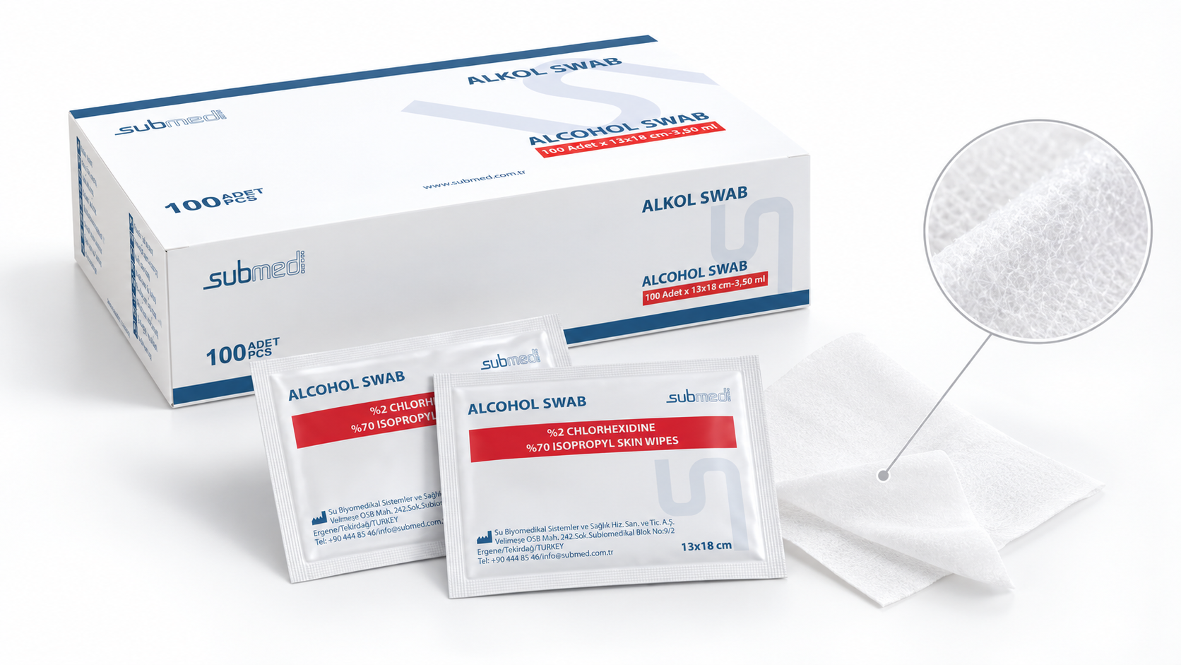 SUBMED Alcohol Wipes (2% CHG/70% IPA)